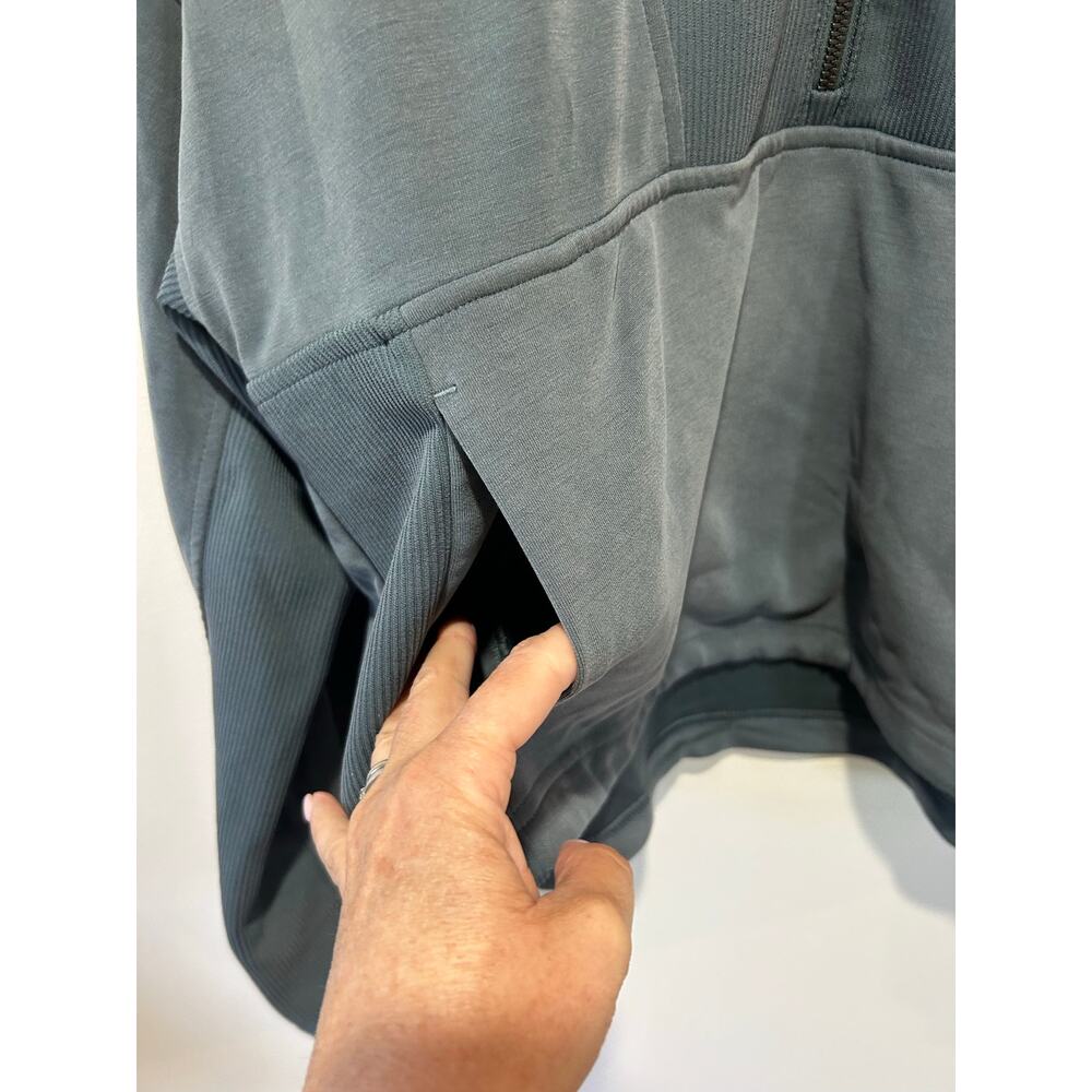 Athleta blue quarter zip sweatshirt womens M pockets super soft *small stain* - Picture 4 of 10